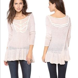 Free people candy yoke pullover linen knitted